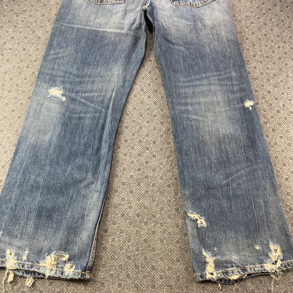NEW Zara Mid-Rise Full Length Wide Leg Distressed Jeans Blue Size 8 W32xL32 - Picture 8 of 13